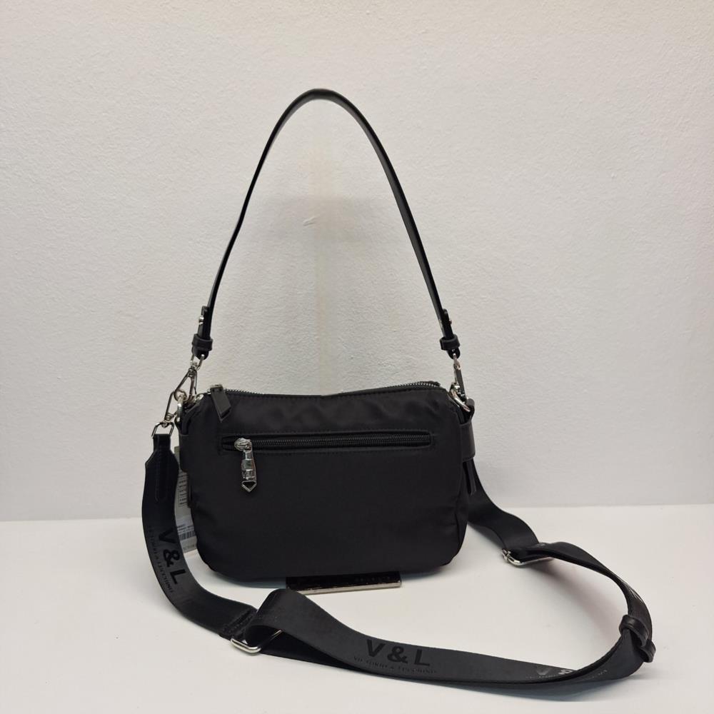 Bolso bandolera nylon V&L negro trasera