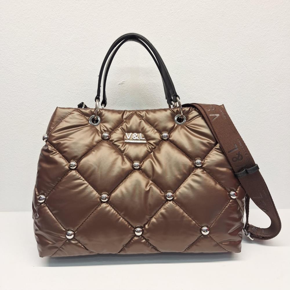 Bolso paquetero grande acolchado V&L Marrón