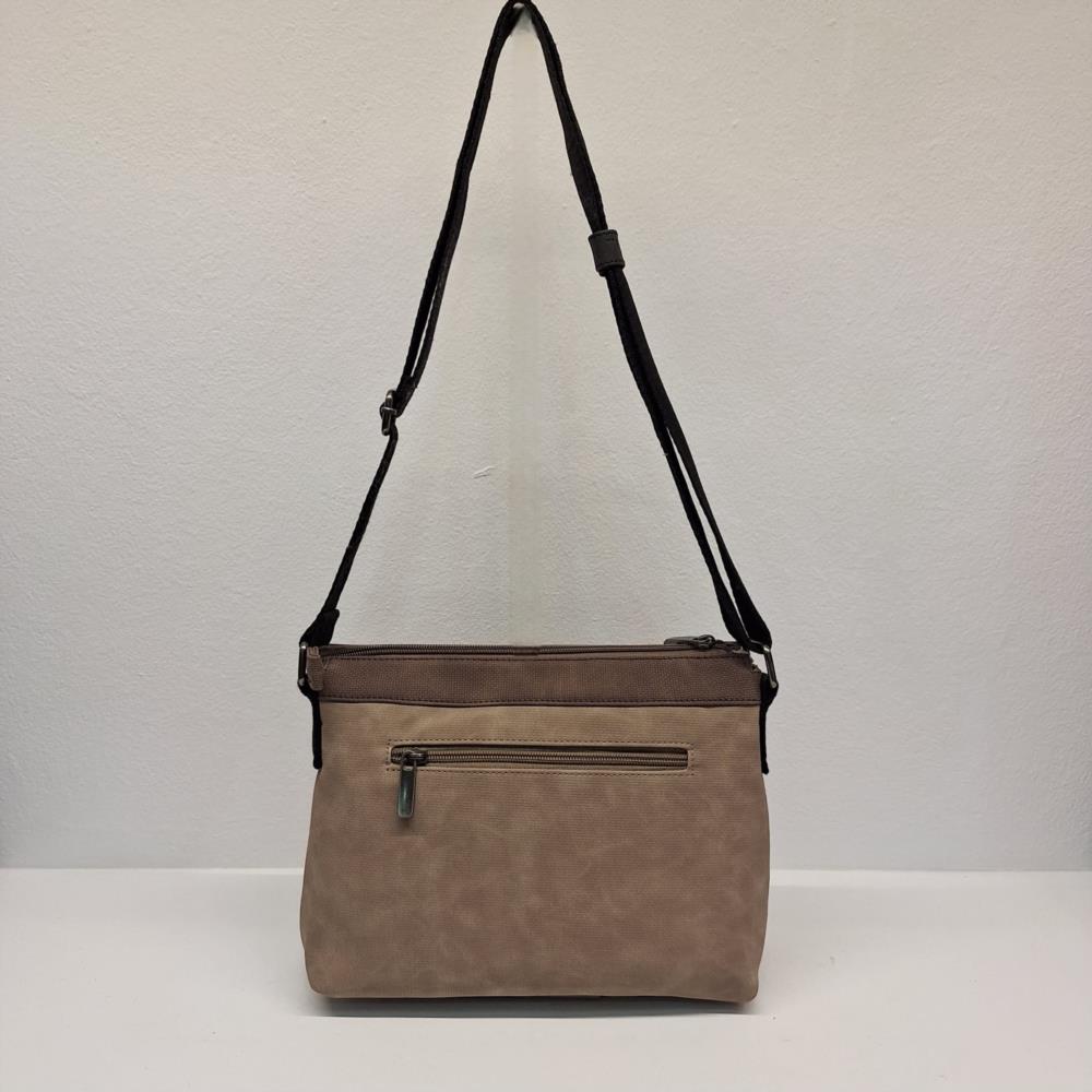 Bolso bandolera tricolor anteado barquillo Tiger 2582 visón trasera
