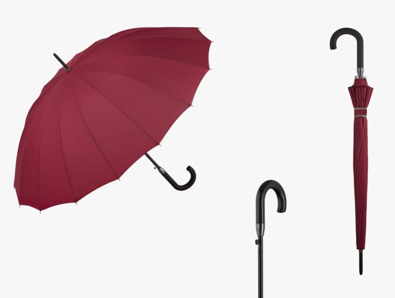 Paraguas largo unisex 16 varillas Clima 122 granate