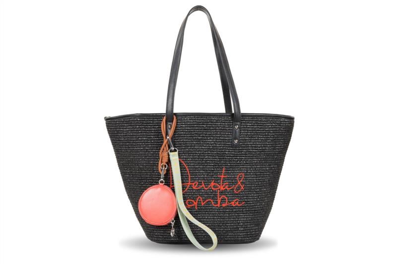 Bolso capazo pajilla Devota & Lomba Negro