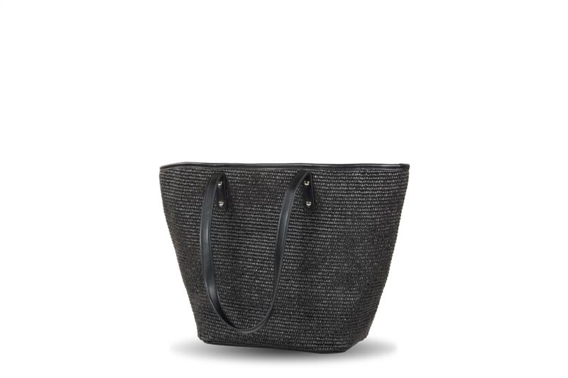 Bolso capazo pajilla Devota & Lomba Negro  trasera