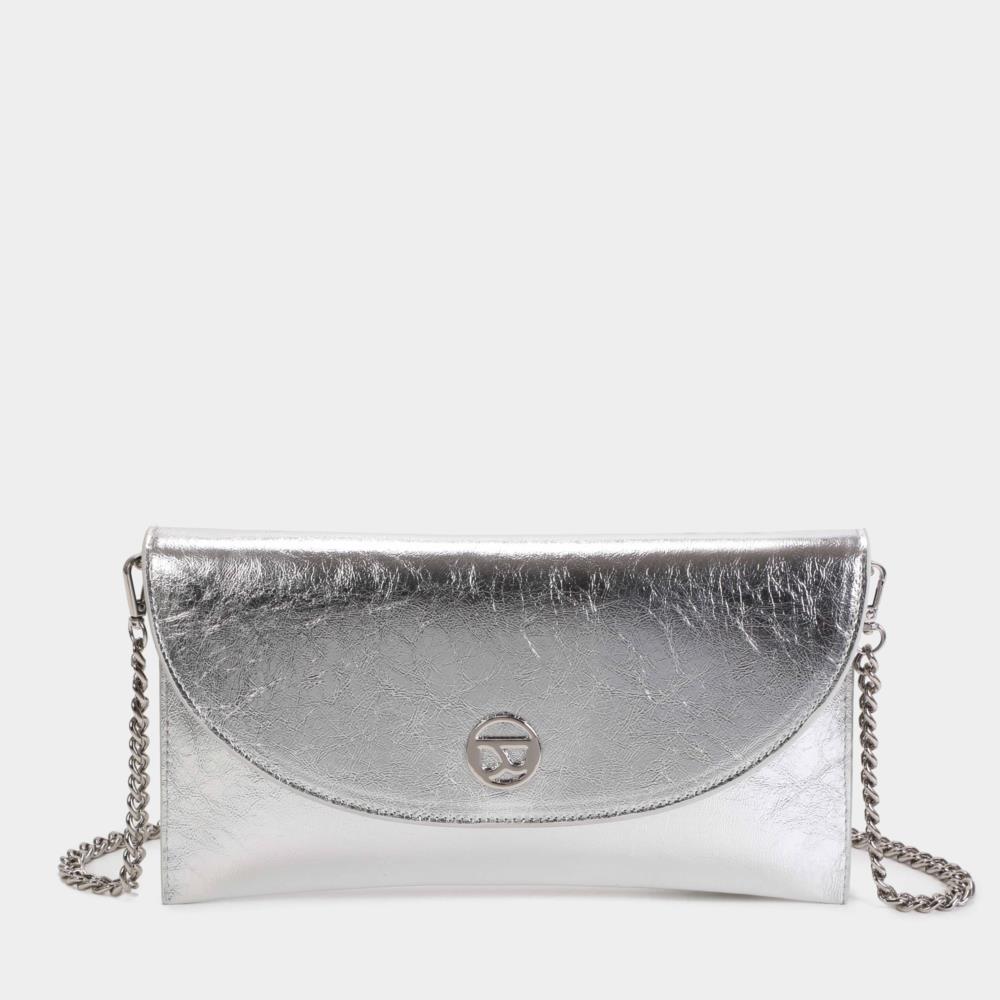 Bolso cartera sobre metalizada Binnari Plata