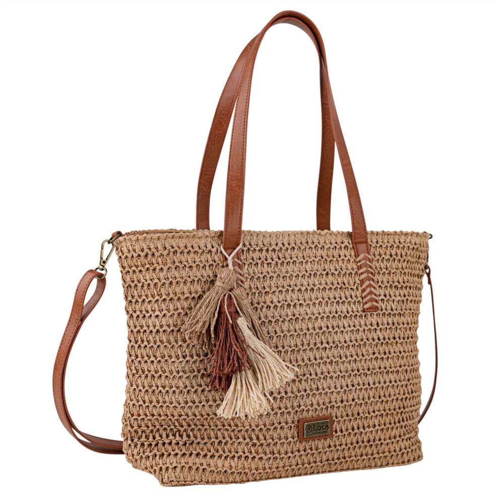 Bolso shopping pajilla con borlas Lois 602407