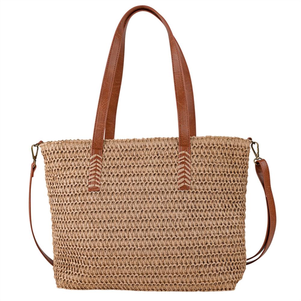 Bolso shopping pajilla con borlas Lois 602407 trasera