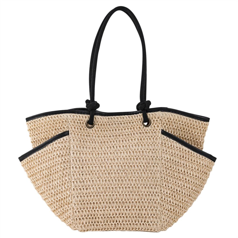 Bolso capazo pajilla con delalles negros Lois 602409 trasera