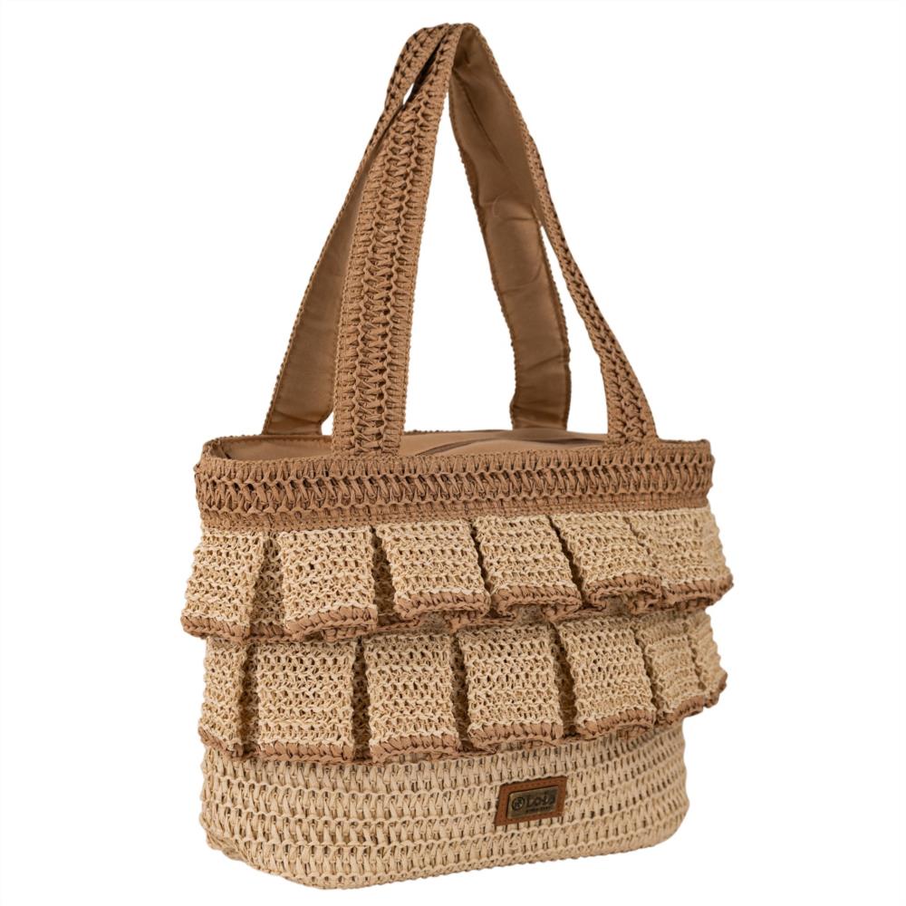 Bolso paquetero pajilla con volantes Lois natural 602412