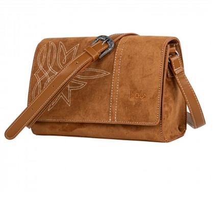 Bolso bandolera con tapa bordada antelina Lois 3277678 cuero