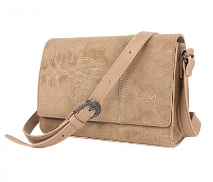 Bolso bandolera con tapa bordada antelina Lois 3277678 beige
