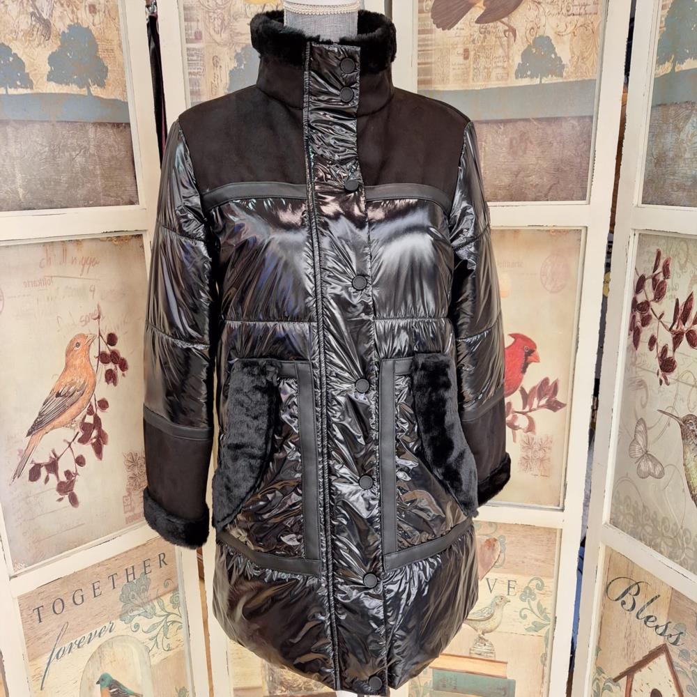 Anorak combinado antelina y pelito Arggido negro
