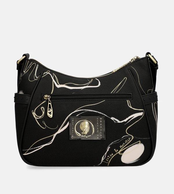 Bolso bandolera Anekke negro y blanco trasera