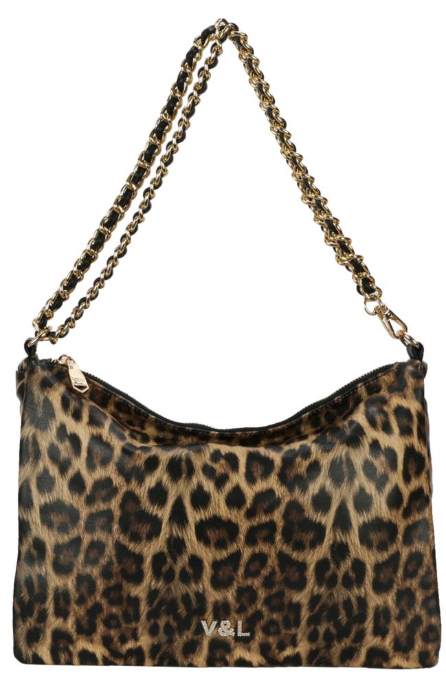Bolso paquetero con cadenas mancha leopardo V&L