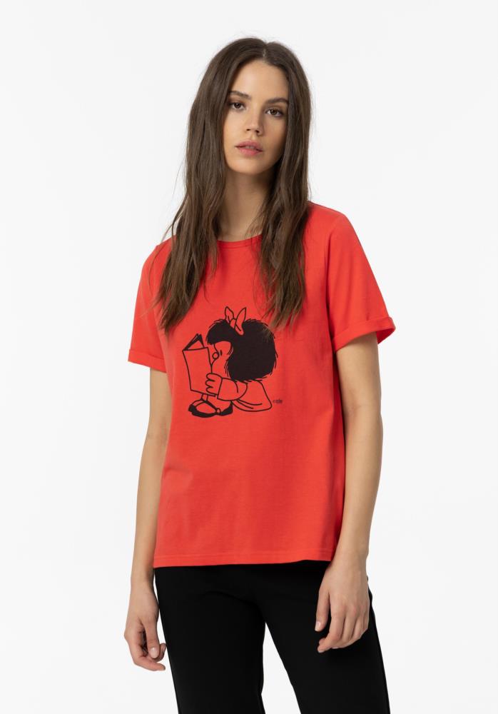Camiseta dibujo Tiffosi Mafalda coral