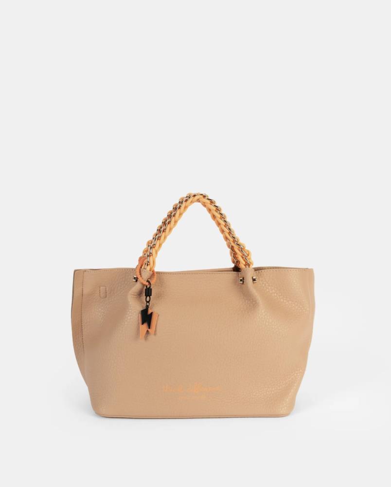 Bolso paquetero blando granulado cadena y cordón Pepe Moll 251431 Corso camel