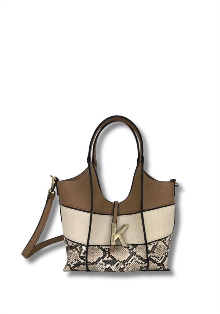 Bolso paquetero tribandas Martina K camel 