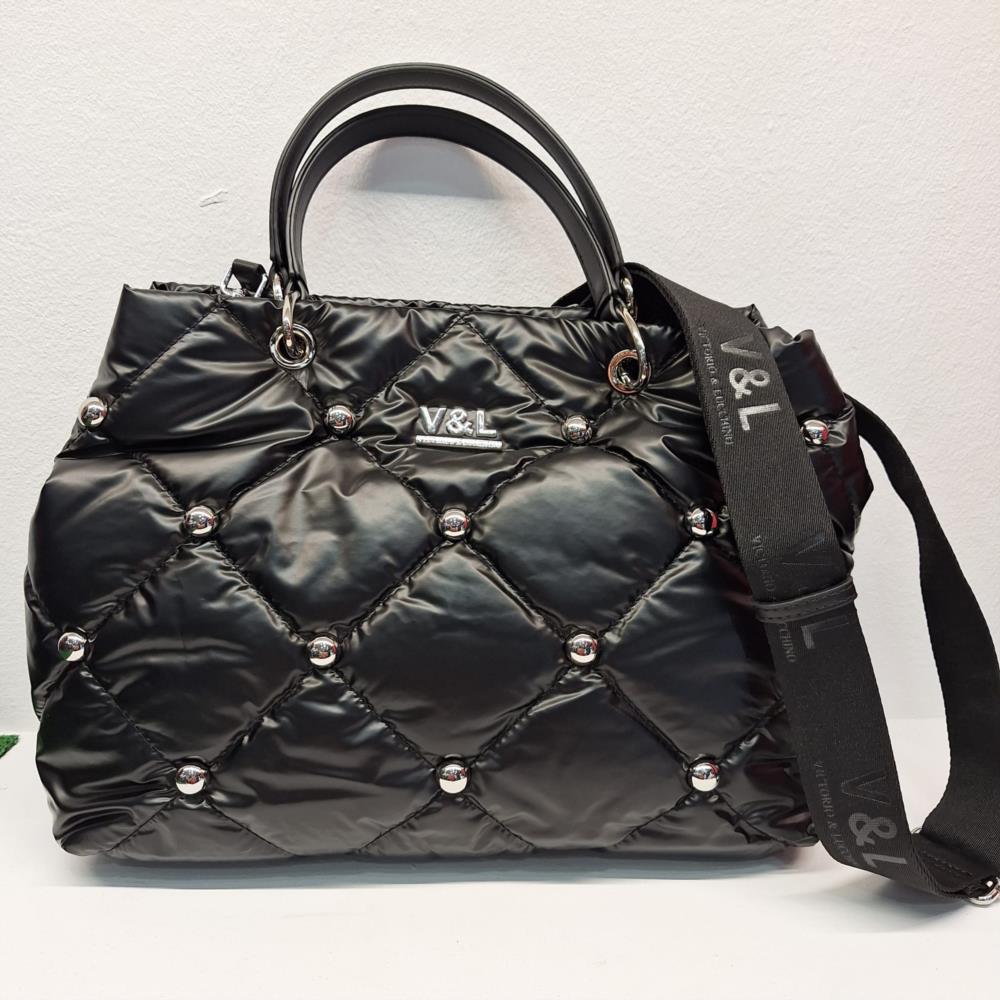 Bolso paquetero grande acolchado V&L Negro
