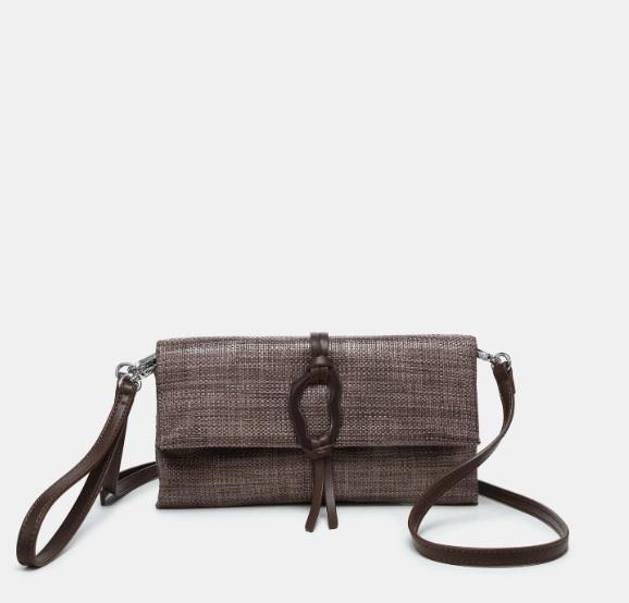 Bolso cartera pajilla con aplique Pepe Moll Thalia marrón
