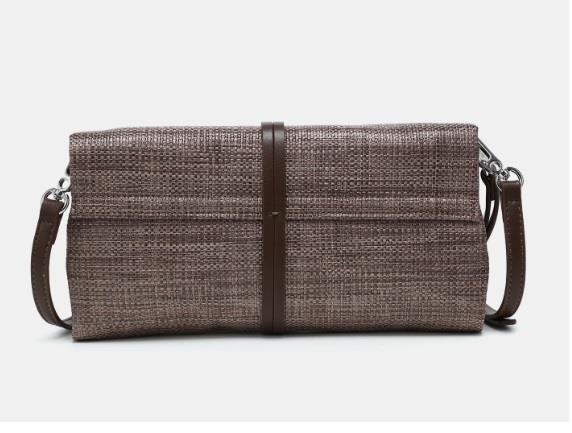 Bolso cartera pajilla con aplique Pepe Moll Thalia marrón trasera