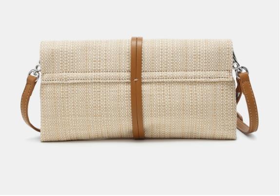 Bolso cartera pajilla con aplique Pepe Moll Thalia natural trasera