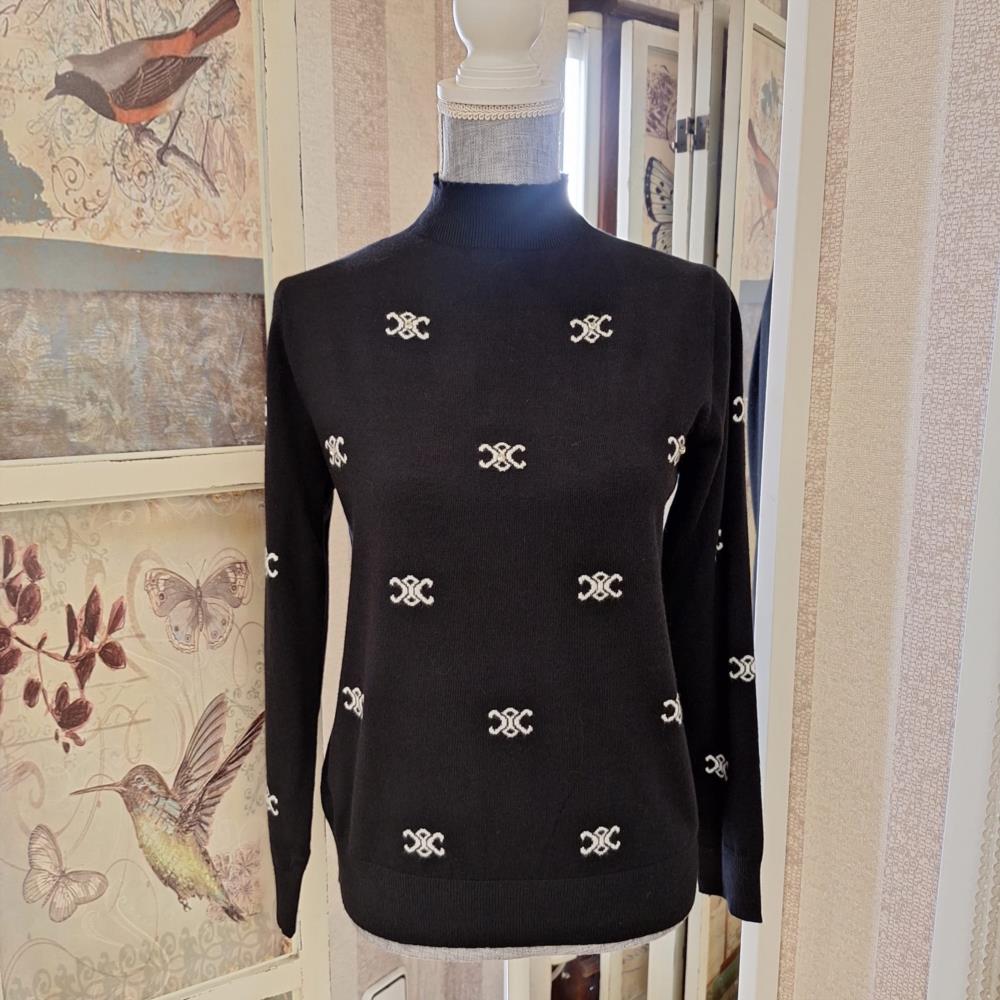 Jersey salpicado geométrico strass
