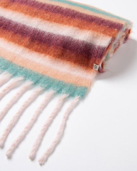Bufanda rayas multicolor y flecos Surkana Bune detalle