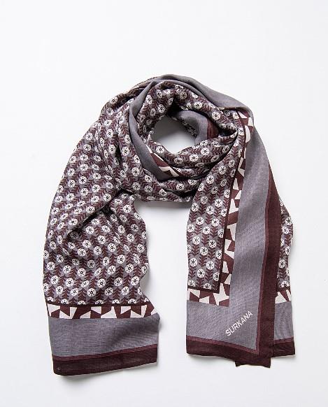 Foulard estamp.circulitos y abetos Surkana gris