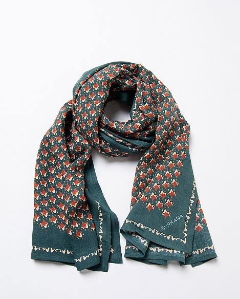 Foulard estampado mini orquideas Surkana Pasa petroleo
