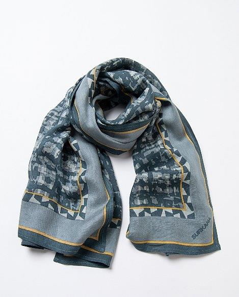 Foulard estampado geométrico borrado Surkana Pano petroleo