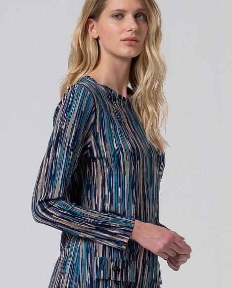 Vestido cuello caja estampado pinceladas Surkana Alfy cerca