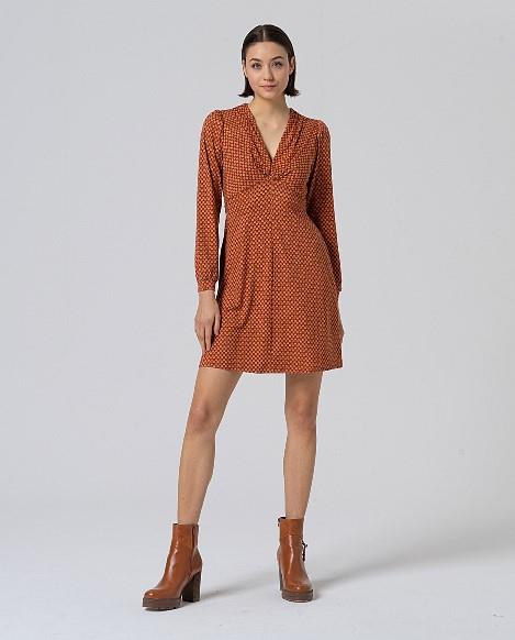 Vestido con nudo estampado circulitos y abetos Surkana Lani