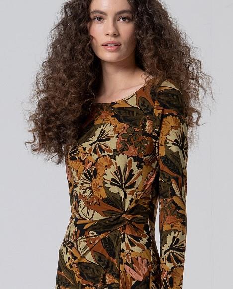 Vestido midi nudo estampado vegetal Surkana Lani detalle