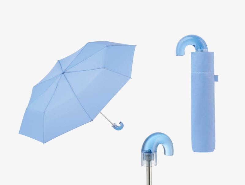 Paraguas plegable con puño curvo caramelo Clima 549 detalle azul