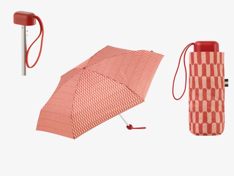 Paraguas plegable mini estampado sesentero Clima C512 detalle rojo