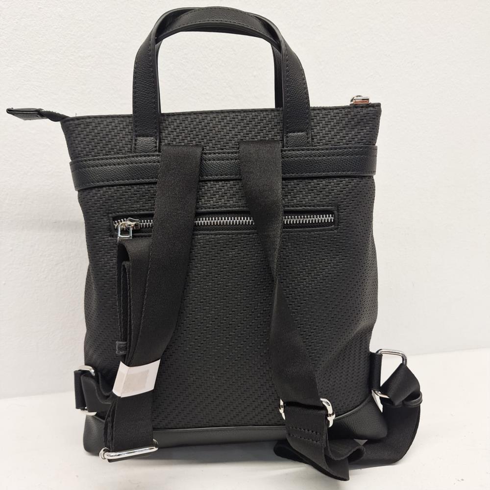 Bolso mochila espiga engomada Don algodón negro trasera