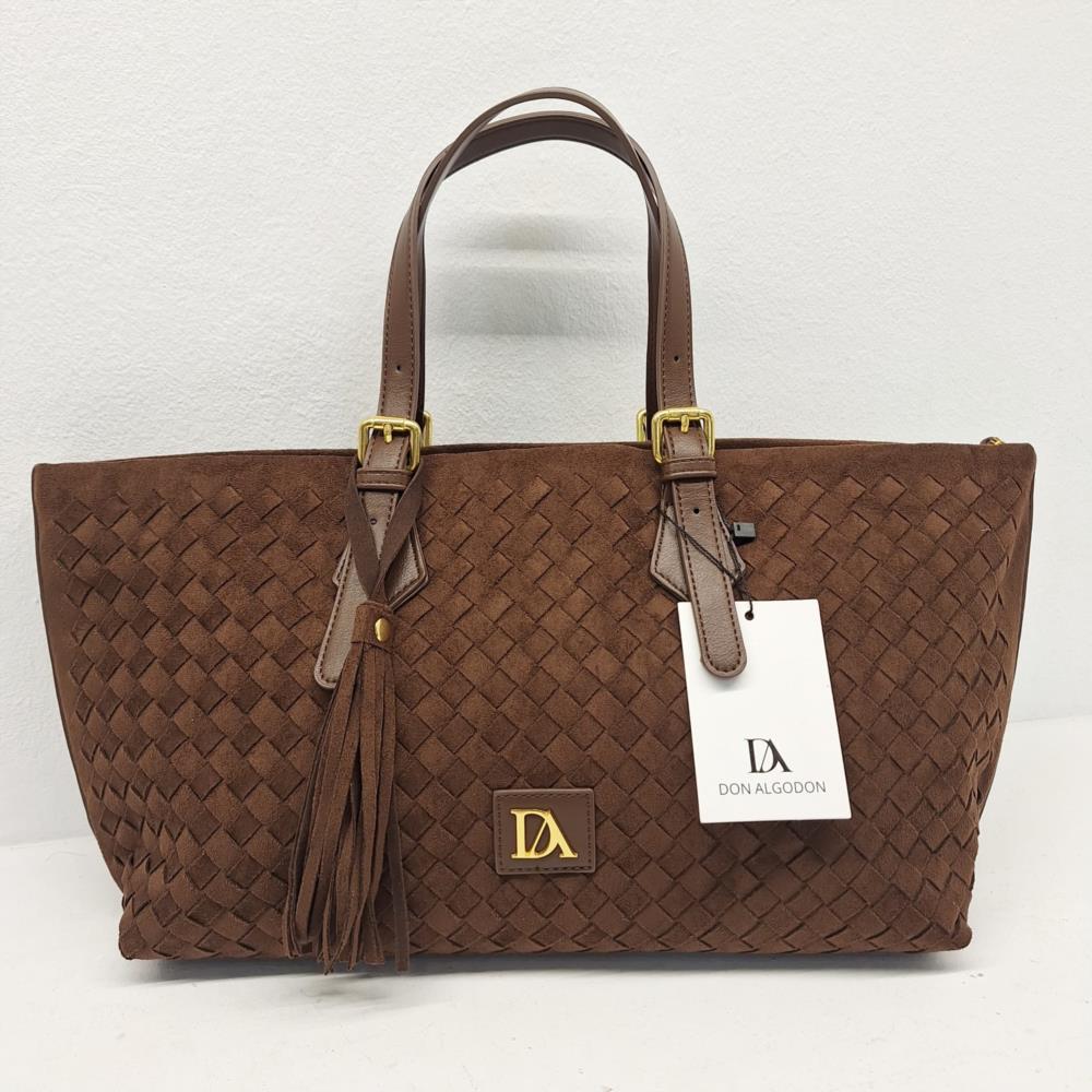 Bolso tote horizontal antelina trenzada Don algodon