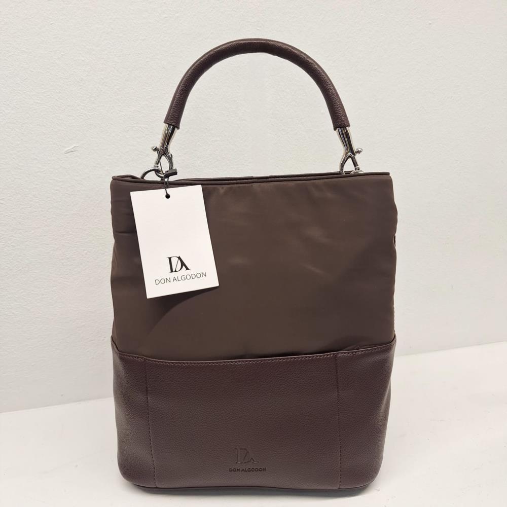 Bolso cubo nylon mecha Don algodón marron