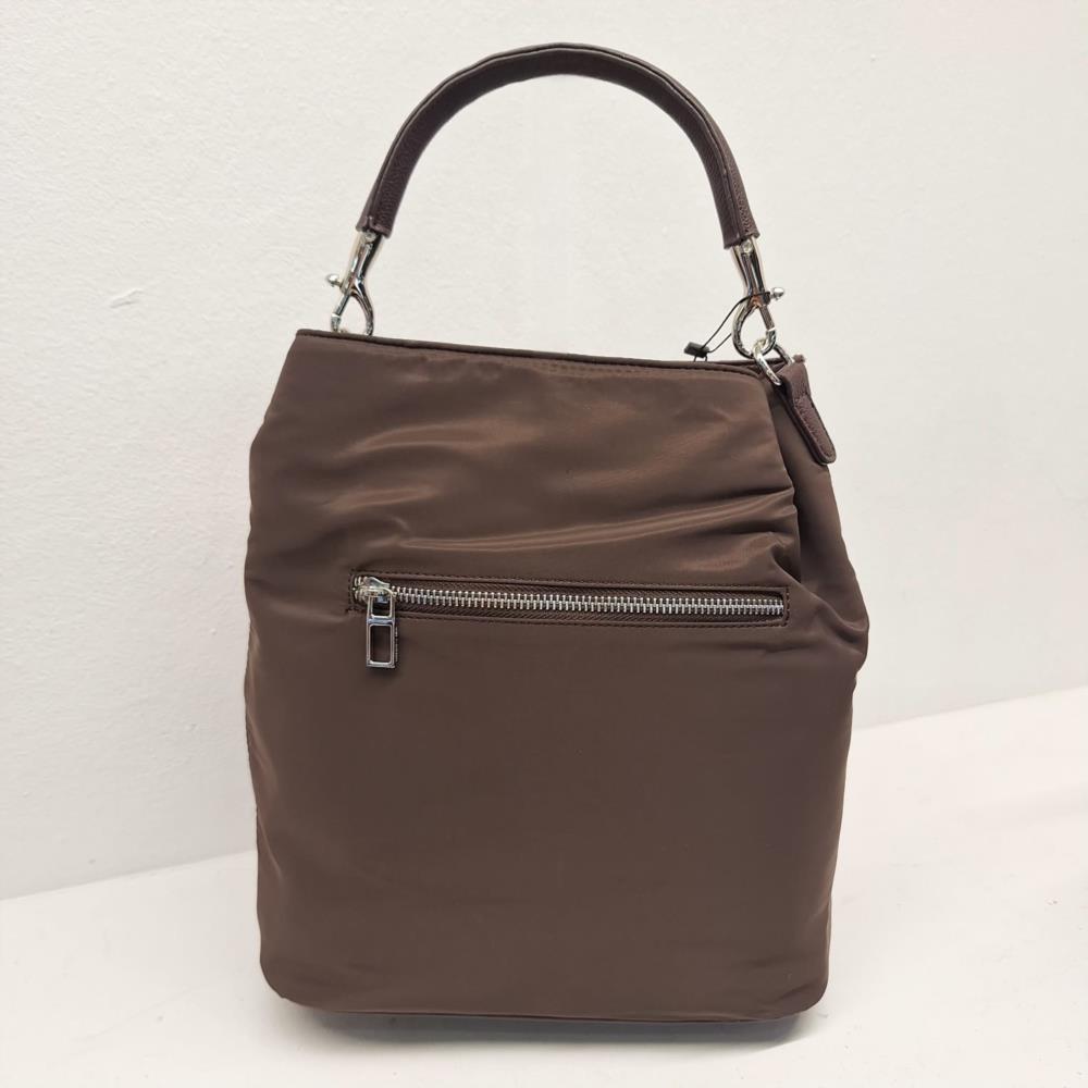 Bolso cubo nylon mecha Don algodón marron trasera