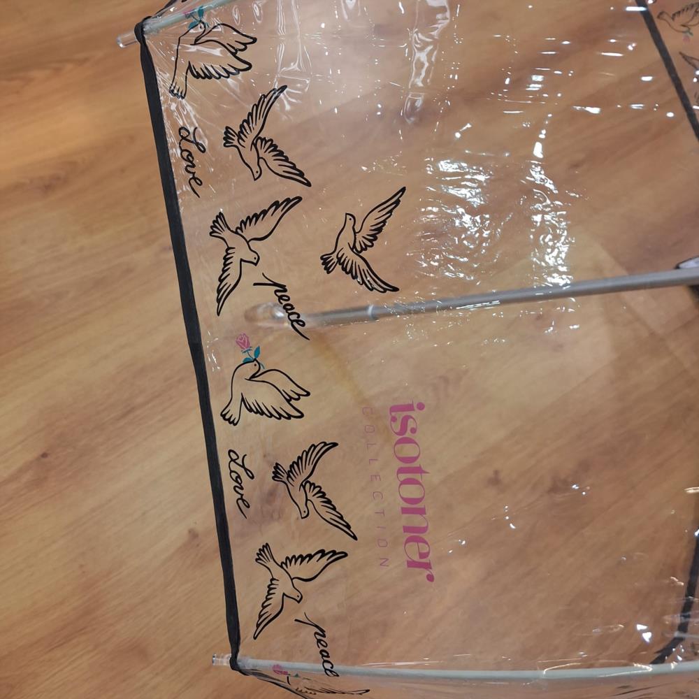 Paraguas vinilo seta guirnalda palomas Isotoner detalles