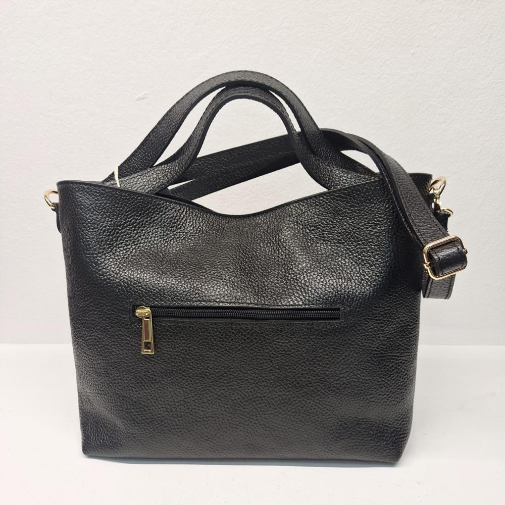 Bolso paquetero piel asas diagonales Manuel Gallardo negro trasera