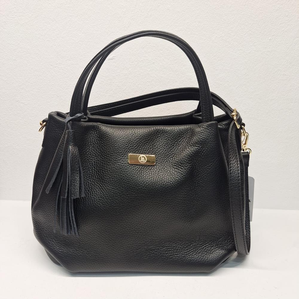 Bolso abombonerado piel con borlas Manuel Gallardo negro