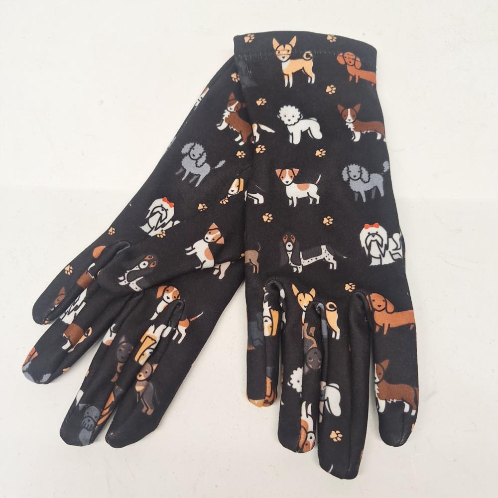 Guantes estampado razas perros negro
