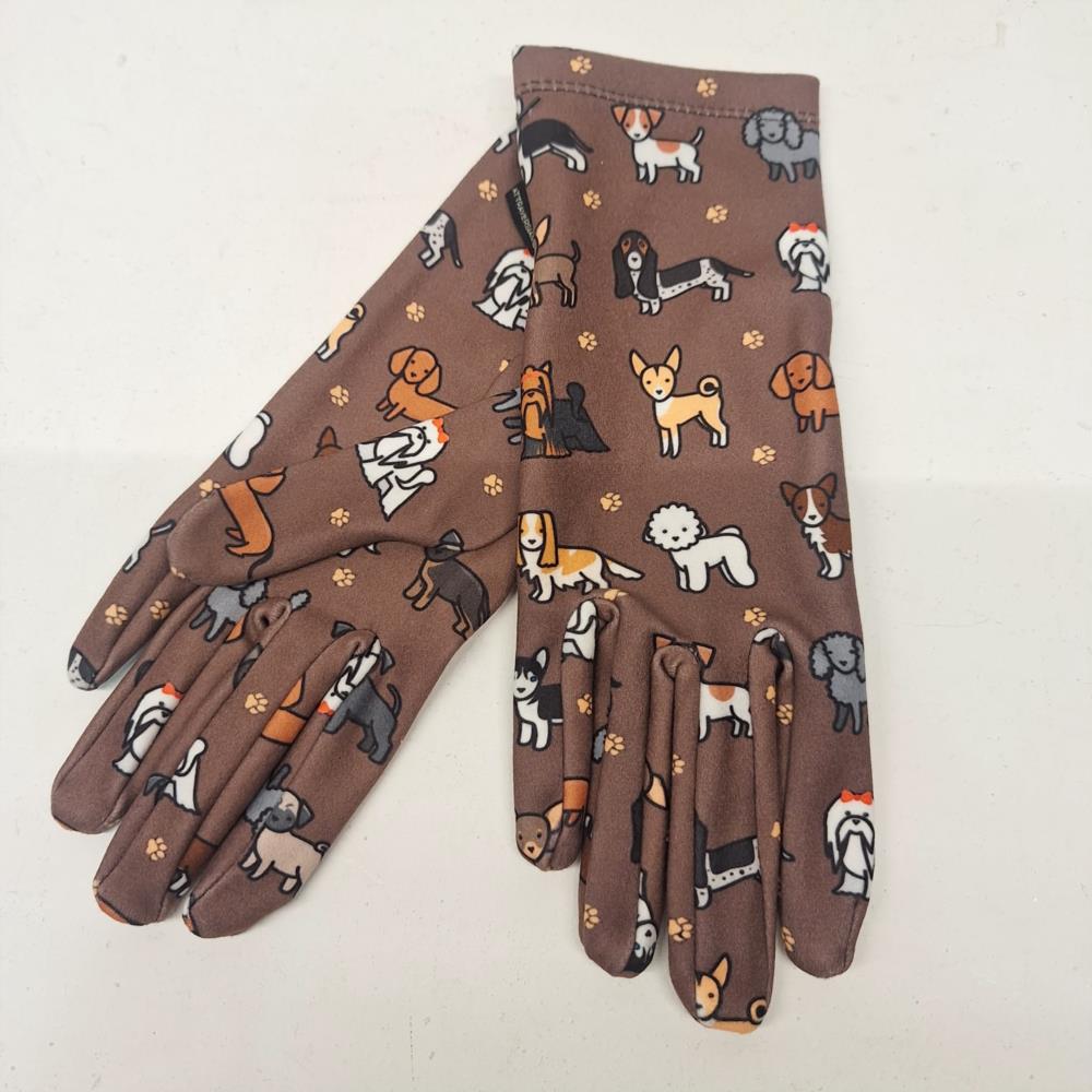 Guantes estampado razas perros marrón