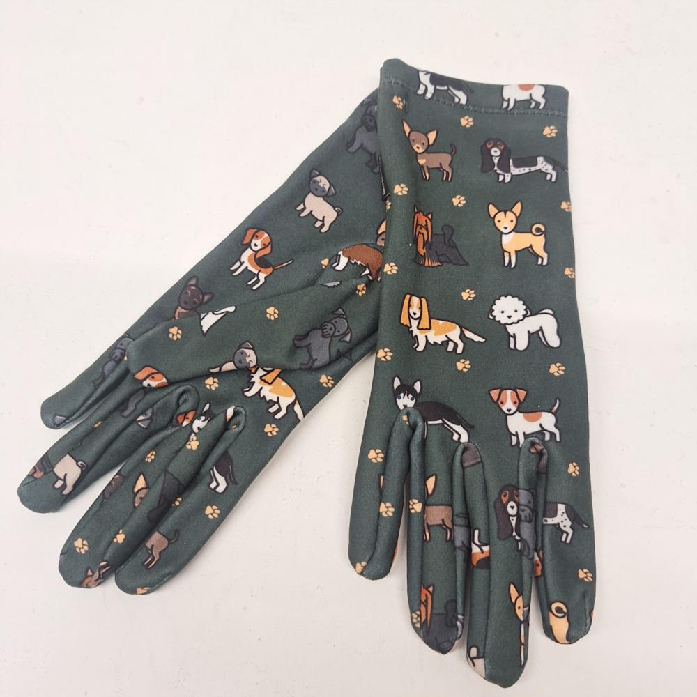 Guantes estampado razas perros verde