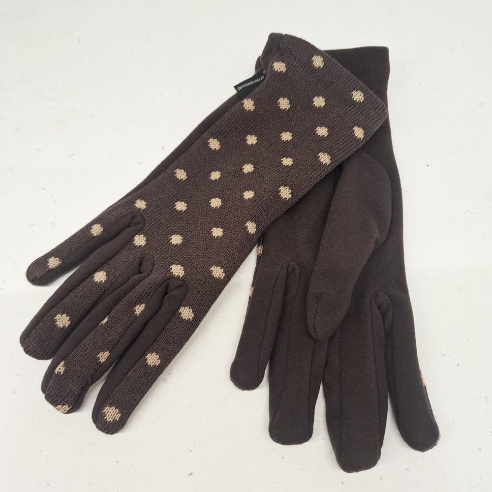 Guante punto con polar topos marron