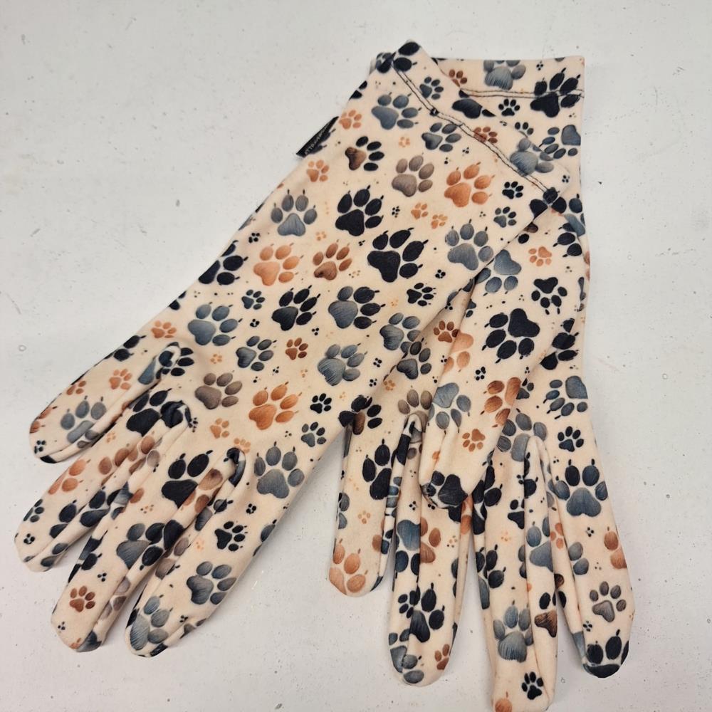 Guante estampado huellas beige