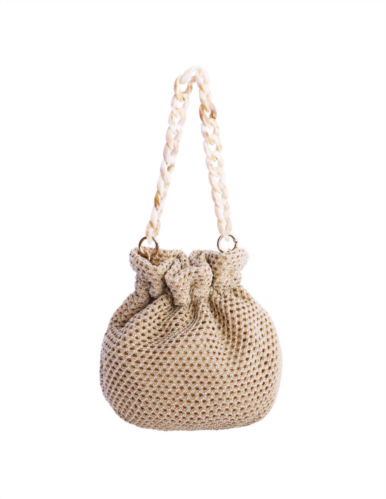 Bolso bombonera malla metal Eferri 37510 oro trasera