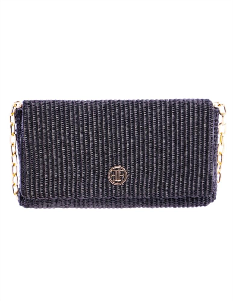 Bolso cartera pajilla solapa Eferri 37590 negro