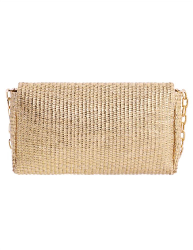 Bolso cartera pajilla solapa Eferri 37590 oro trasera