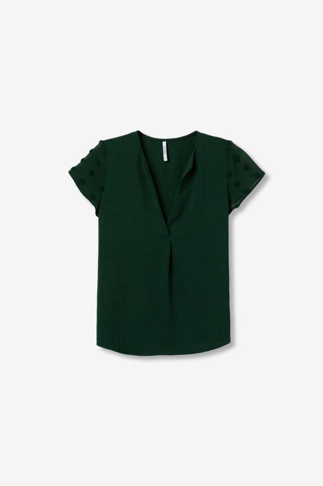 Blusa cuello pico manga gasa Tiffosi Nony verde