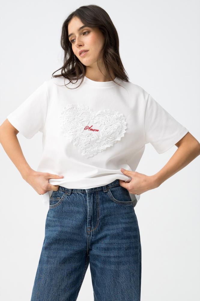 Camiseta aplique corazón Amore Tiffosi Aura